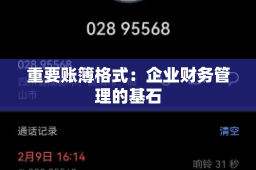 重要账簿格式：企业财务管理的基石